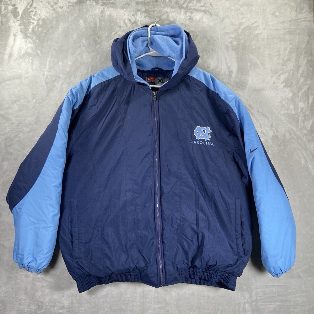 Nike Team UNC Tar Heels Puffer Jacket men's XL North Carolina Hooded Full Zip